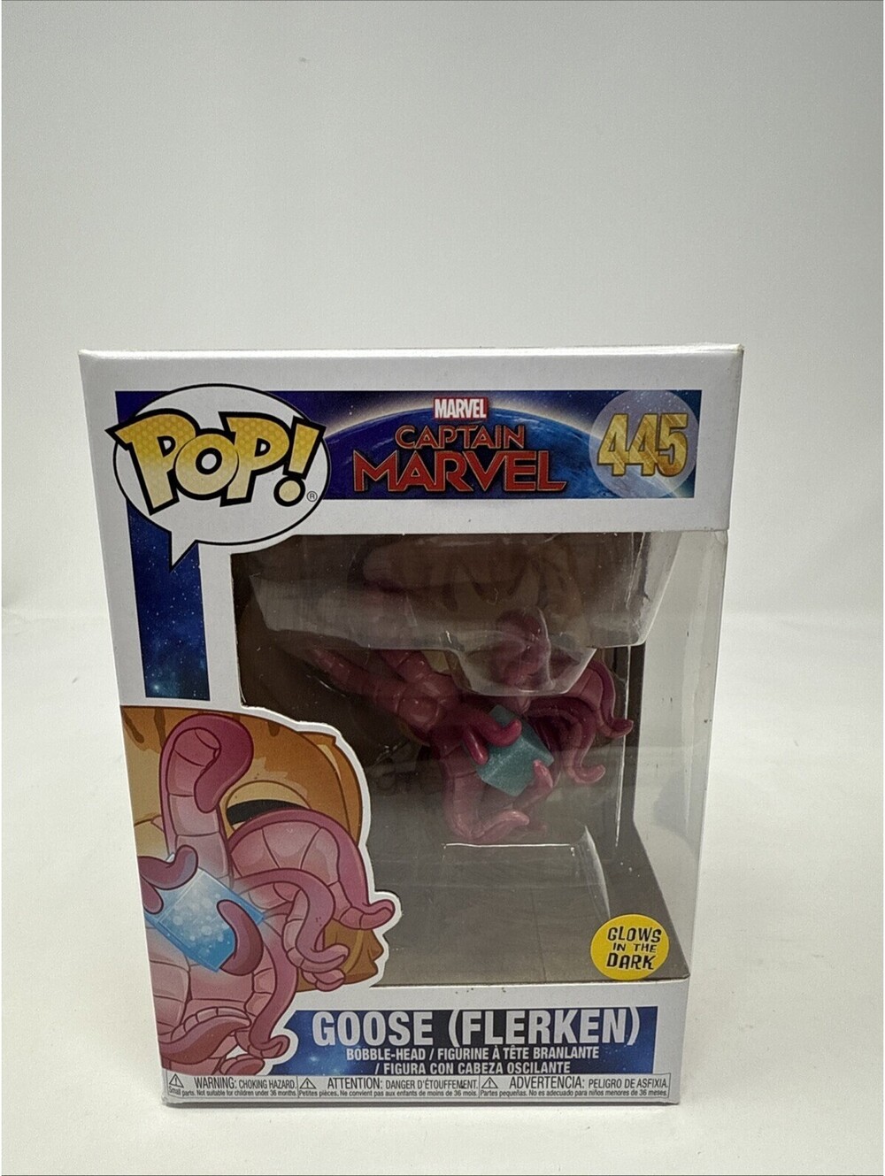 Funko Pop! #445 Goose (Flerken) Captain Marvel in UV Case Glow in The Dark